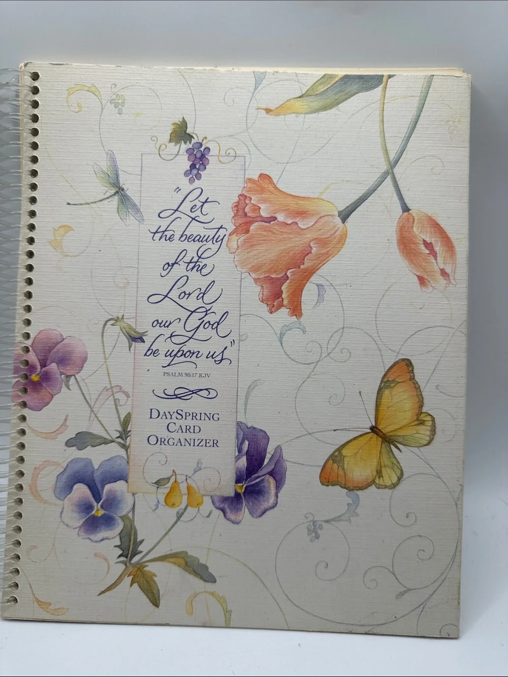 Floral Card Organizer - Cream with Orange & Purple Accents